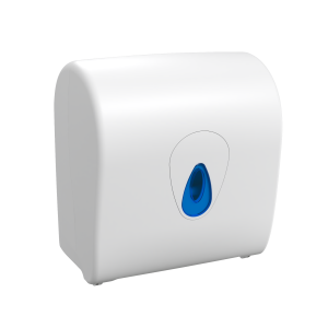 White modular ABS cover, window and backplate. Automatic hand towel dispenser. Small profile, suitable for 1, 2 and 3 ply. Economical. Low pull force.