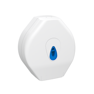 Modular 12" jumbo toilet roll tissue dispenser. Front angled view