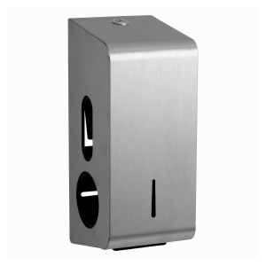 Brushed stainless 304 grade steel, 2 toilet roll dispenser. Wall mountable.