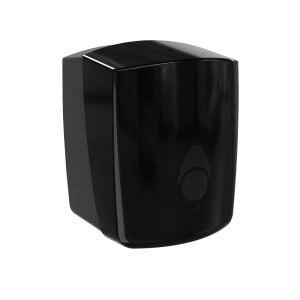 Black recycled centrefeed dispenser. Made in the UK. Rolls up to 205mm suitable for perforated and un-perforated rolls.