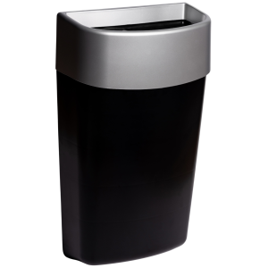 Myriad matte silver top waste bin. 25 litre capacity. Wall mounted. Fixings provided.