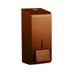 Stainless 304 grade steel copper finish 900ml soap dispenser. Manufactured in the UK. Liquid, foaming soap or liquid sanitiser.