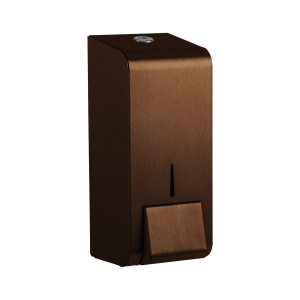 Stainless 304 grade steel mid bronze finish 900ml soap dispenser. Manufactured in the UK. Liquid, foaming soap or liquid sanitiser.