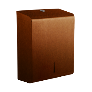 304 grade steel, copper finish hand towel dispenser. Holds z/c and interfold paper towels.