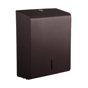 304 grade steel, dark bronze finish hand towel dispenser. Holds z/c and interfold paper towels.