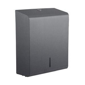 304 grade steel, matte bronze finish hand towel dispenser. Holds z/c and interfold paper towels.