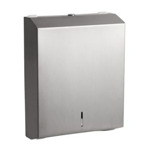 Brushed stainless teel hand towel dispenser. 304 grade steel. wall mountable. Suitable for z/c and interfold paper towels.