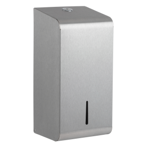 Brushed stainless 304 litre steel multiflat tissue dispenser. Holds 3 packs of toilet tissue up to 125mm in width.