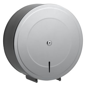 Stainless 304 grade steel mini 10 inch jumbo dispenser toilet roll dispenser. Perforated or non-perforated jumbo rolls. Up to 250mm.