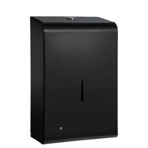 Matte black 304 grade steel automatic hands free soap dispenser. 1.2 litre capacity. LED indicator.