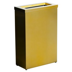Brass brushed stainless 304 grade steel. 30 litre capacity. Multiple colors available. Free standing or wall mountable.