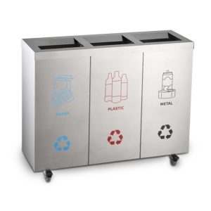 Ecoline Moveable waste bins. Set of 3 removable, integrated as one unit.