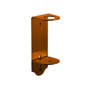 Satin copper 304 brushed stainless steel Opal™ washroom bottle holder, key-lockable, designed for secure storage of a single 300ml soap bottle with a slider for easy refilling.