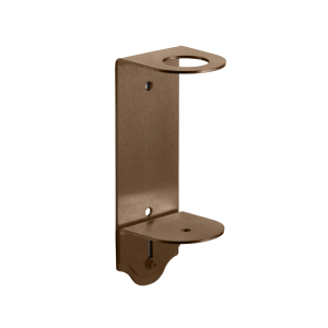 Light Bronze 304 brushed stainless steel Opal washroom bottle holder, key-lockable, designed for secure storage of a single 300ml soap bottle with a slider for easy refilling.