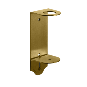 Brushed Satin Brass 304 stainless steel, single bottle holder, front angled view