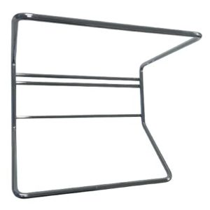 Chrome bottle holder (plated) mild steel 2L washroom bottle holder with a stylish, durable weld assembly, wall-mountable design, and minimal surface area to display labels and reduce chemical buildup.