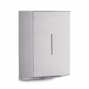 Ecoline brushed stainless, tissue dispenser, front angled view