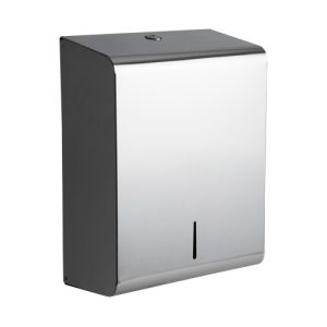Polished steel hand towel dispenser. 304l grade steel,high quality, durable, key lockable for security. Suitable for z/c and inter fold papers. Holds approx 550 paper towels.