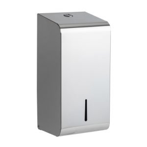Aluminum soap dispenser for washroom hygiene and sanitation, ideal for commercial and public restrooms, durable stainless steel design, stylish and functional.