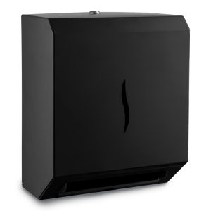 Ecoline matte black touch free hand towel dispenser. 304 grade steel, ideal for high traffic areas. Suitable for z/c and inter-fold papers.