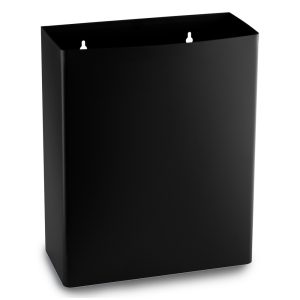 Matte Black steel 304 stainless steel Ecoline 23L washroom waste bin with an open-top design, compact and versatile for freestanding or wall-mountable use in public areas, with fixings included.