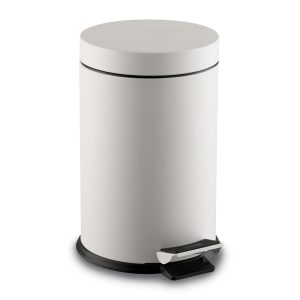 White matte steel waste bin, 5litre to 20litre capacity. Powder coated, protective plastic base. Easy removable inner. Pedal operation. Double pedal system.