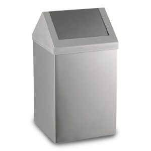 Brushed 304 stainless steel Ecoline washroom waste bin with a swing-lid design, available in 11L, 16L, 36L, 54L, or 80L capacities, ideal for commercial kitchens and public areas.