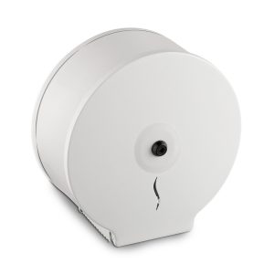 White steel 10 inch jumbo dispenser, front angled view