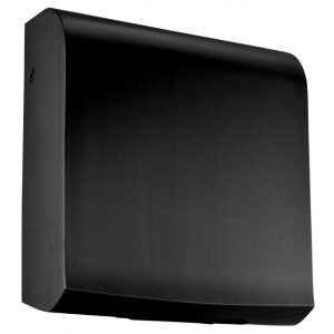 Matte black stainless steel Ecowave washroom hand dryer with a slimline 100mm depth, HEPA filter, low-noise operation, and 10-15 second dry time, ideal for low-traffic commercial settings.