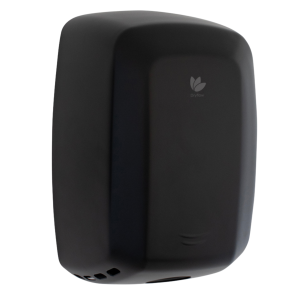 Matte black G-Force MKII washroom hand dryer with a HEPA filter, adjustable motor speed, vandal-resistant design, and 10-15 second dry time, ideal for high-traffic commercial environments.