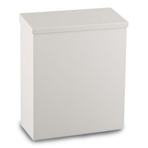 White steel Ecoline - 7l feminine hygiene bin washroom waste bin with a compact design, open/close lid. Ideal for sanitary waste in commercial washrooms.