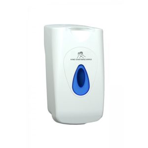 White modular wet wipe dispenser. Quality ABS plastic cover, window and backplate. Wall mounted.