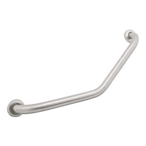Stainless steel grab bar, angled.
